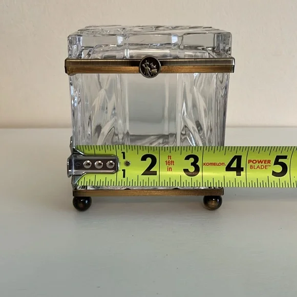 Vintage Cut Crystal Brass Hinged Jewelry Casket Box Vanity  Castilian Imports - Picture 8 of 11